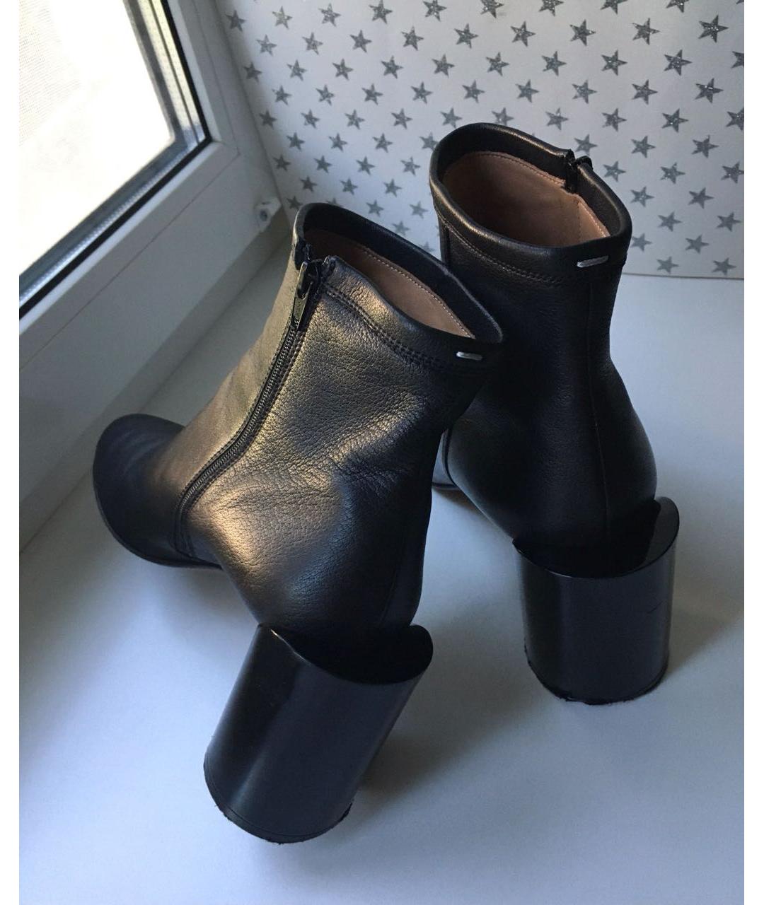 MAISON MARGIELA Черные кожаные ботильоны, фото 5