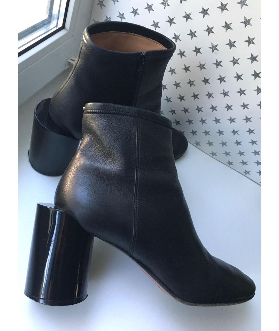 MAISON MARGIELA Черные кожаные ботильоны, фото 2