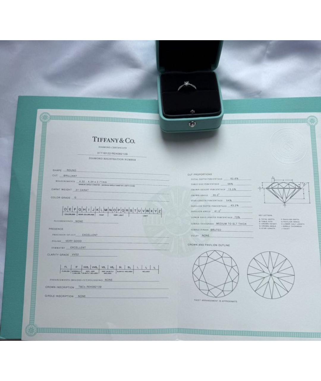 TIFFANY&CO Серебряное платиновое кольцо, фото 3
