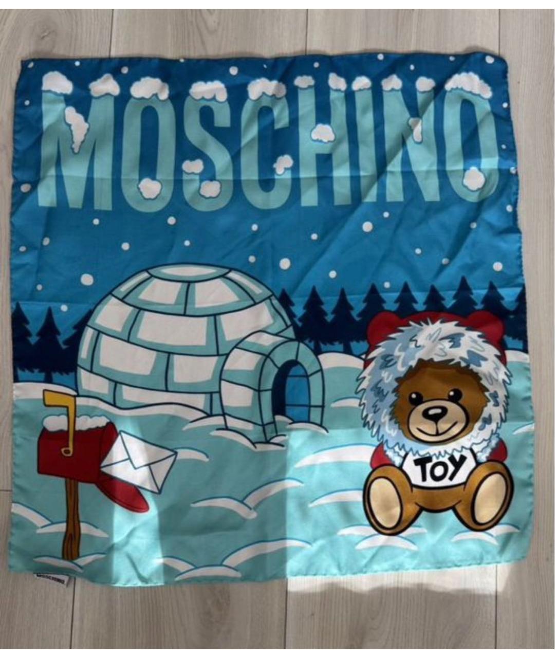 MOSCHINO Голубой шелковый платок, фото 5