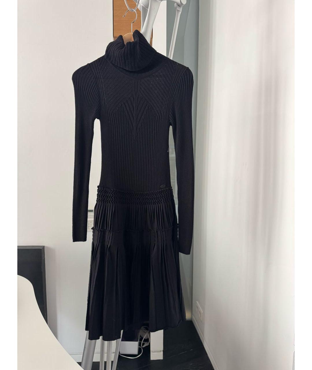 CHANEL Черное шерстяное повседневное платье, фото 6