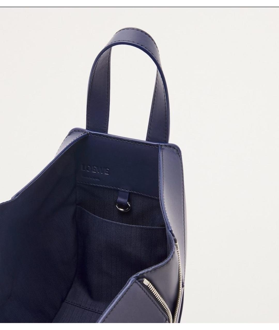 LOEWE Темно-синяя кожаная сумка с короткими ручками, фото 7