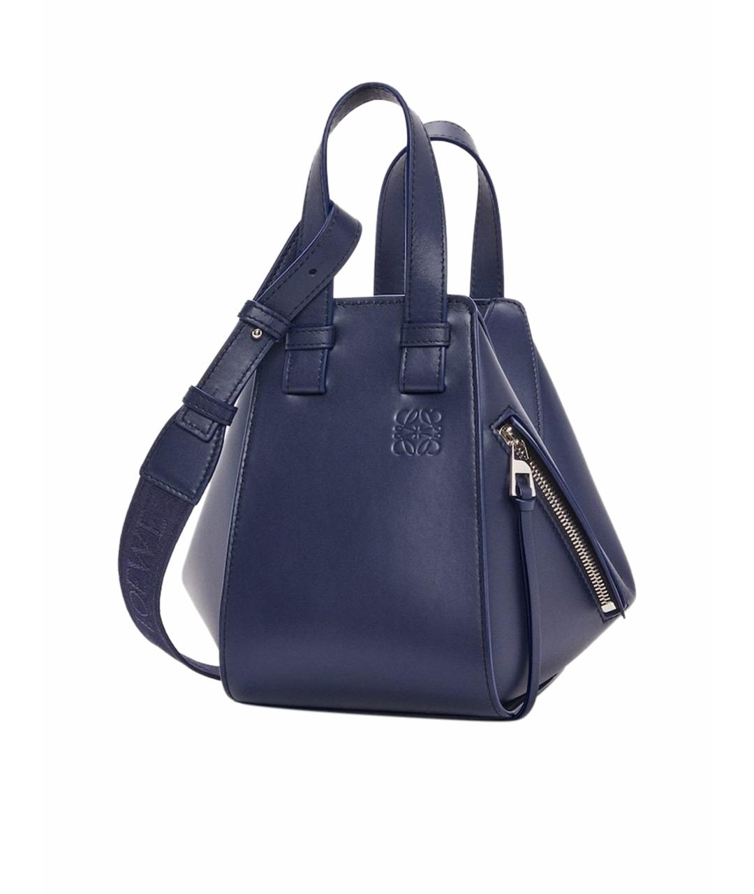 LOEWE Темно-синяя кожаная сумка с короткими ручками, фото 1