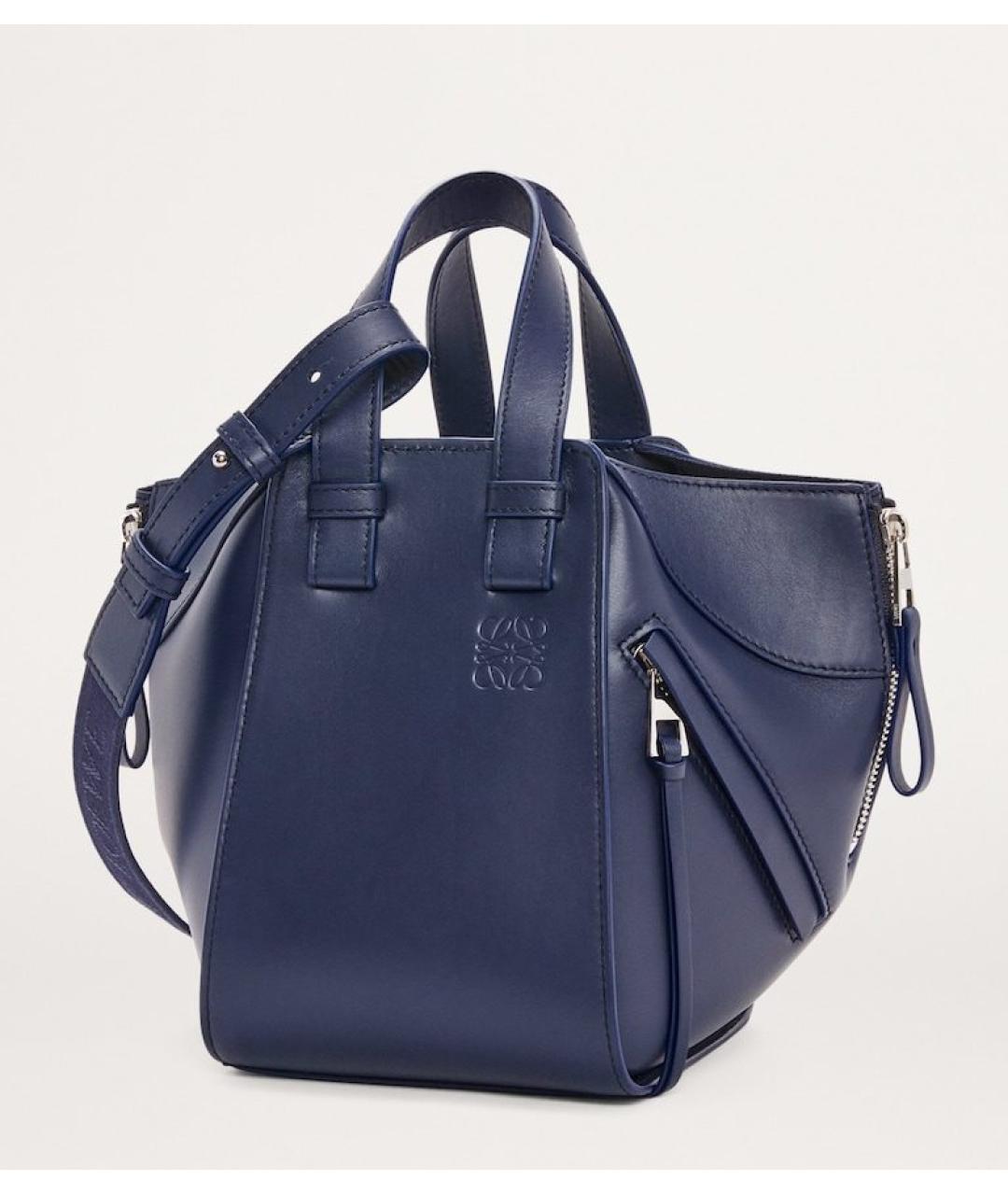 LOEWE Темно-синяя кожаная сумка с короткими ручками, фото 2