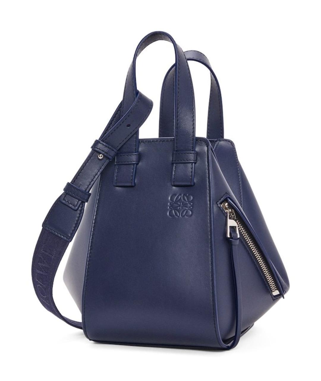 LOEWE Темно-синяя кожаная сумка с короткими ручками, фото 8