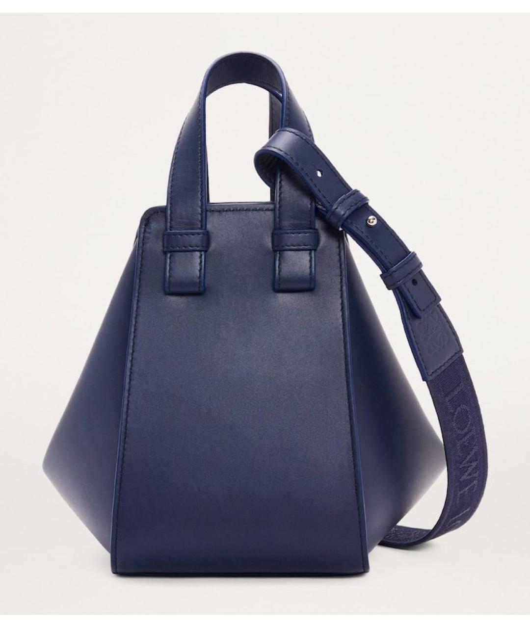 LOEWE Темно-синяя кожаная сумка с короткими ручками, фото 3