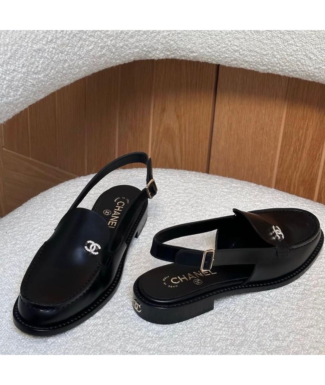 CHANEL Черные кожаные лоферы, фото 3