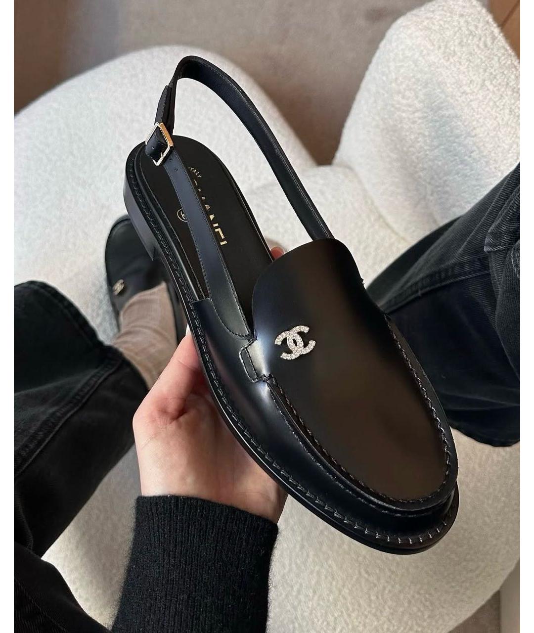 CHANEL Черные кожаные лоферы, фото 2