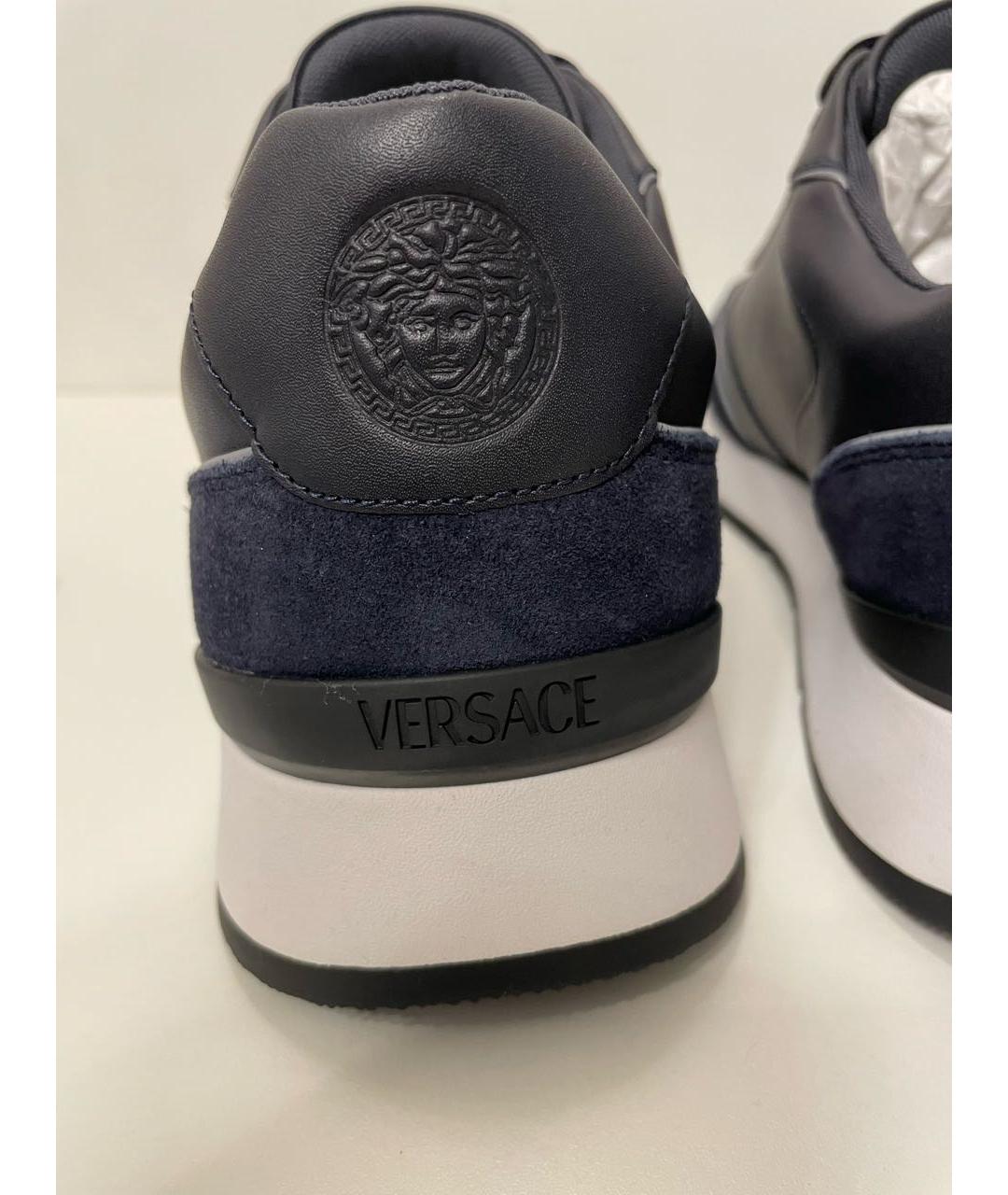 VERSACE Черные кожаные низкие кроссовки / кеды, фото 7