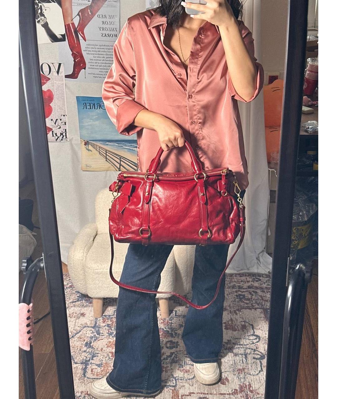 MIU MIU Красная кожаная сумка через плечо, фото 2