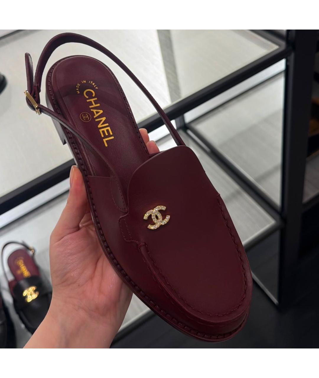 CHANEL Бордовые кожаные лоферы, фото 3