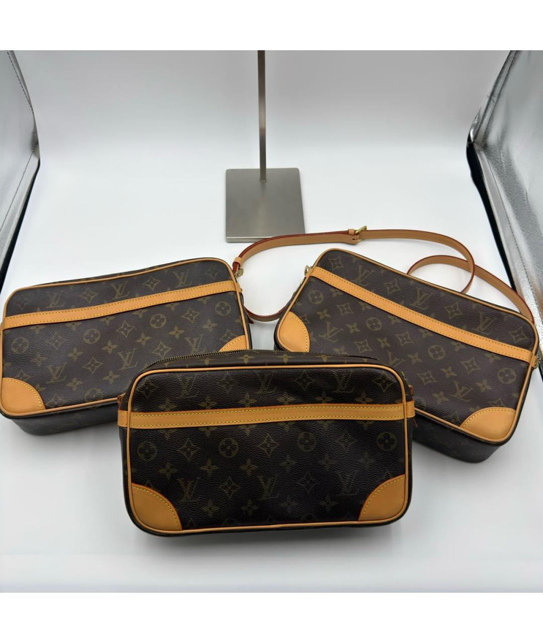LOUIS VUITTON Коричневая кожаная сумка на плечо, фото 5