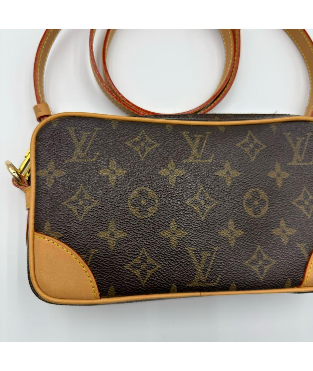 LOUIS VUITTON Коричневая кожаная сумка через плечо, фото 2