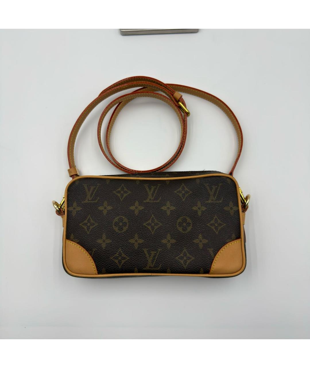 LOUIS VUITTON Коричневая кожаная сумка через плечо, фото 9