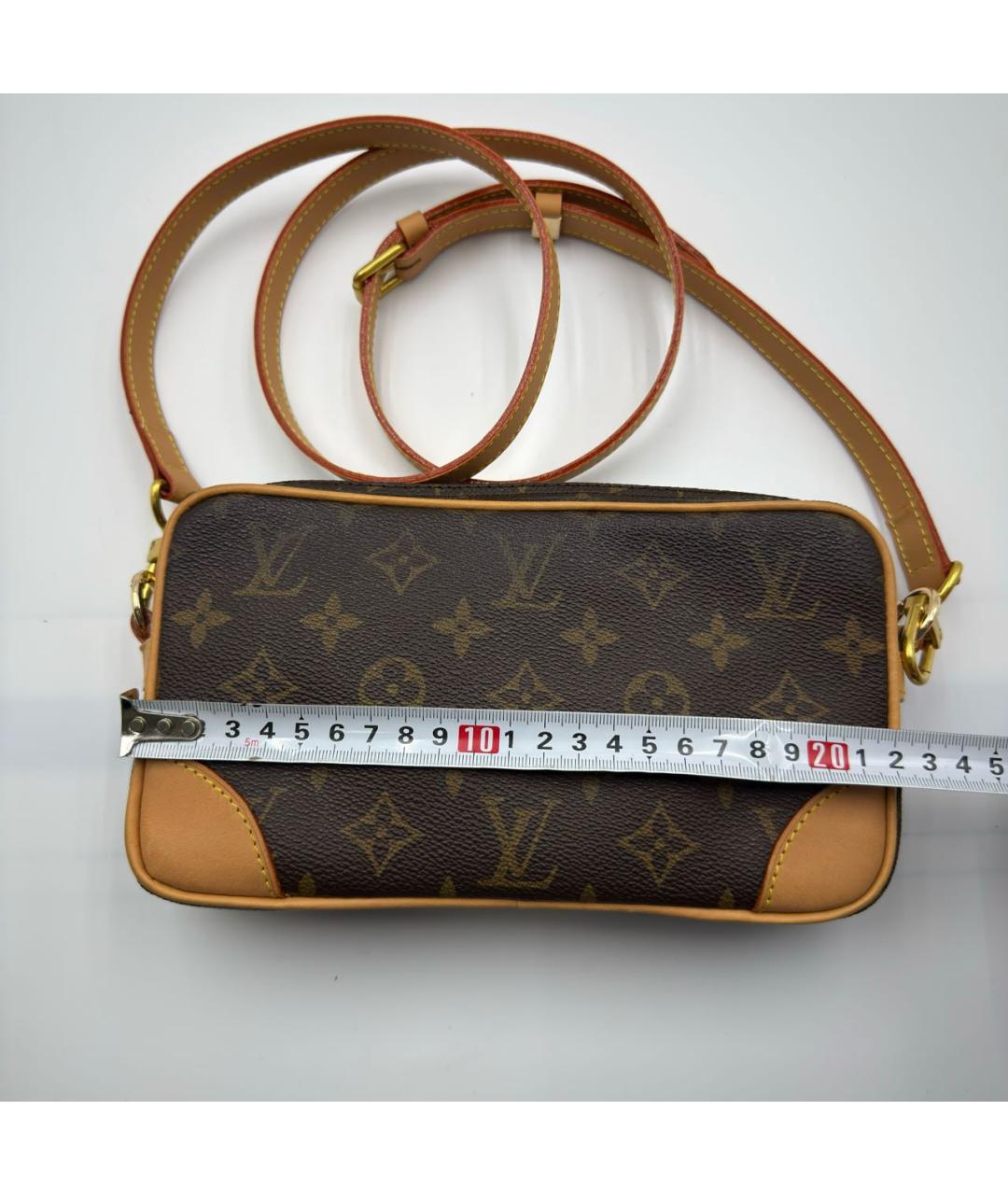 LOUIS VUITTON Коричневая кожаная сумка через плечо, фото 7