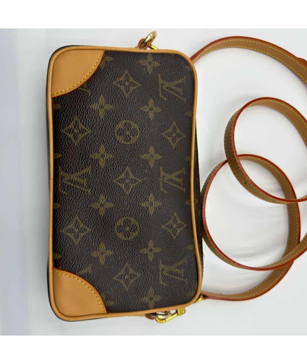 LOUIS VUITTON Коричневая кожаная сумка через плечо, фото 5