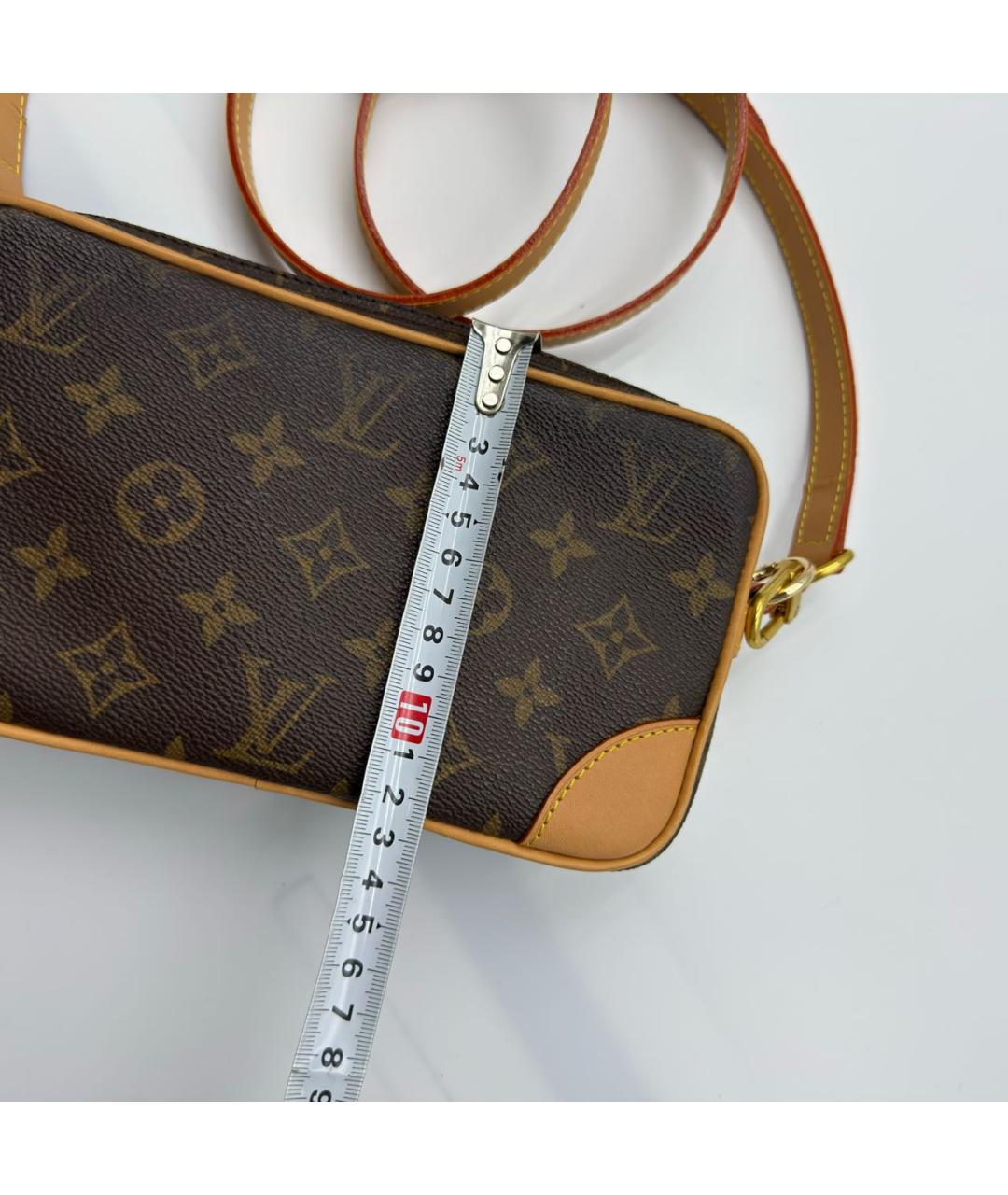 LOUIS VUITTON Коричневая кожаная сумка через плечо, фото 8