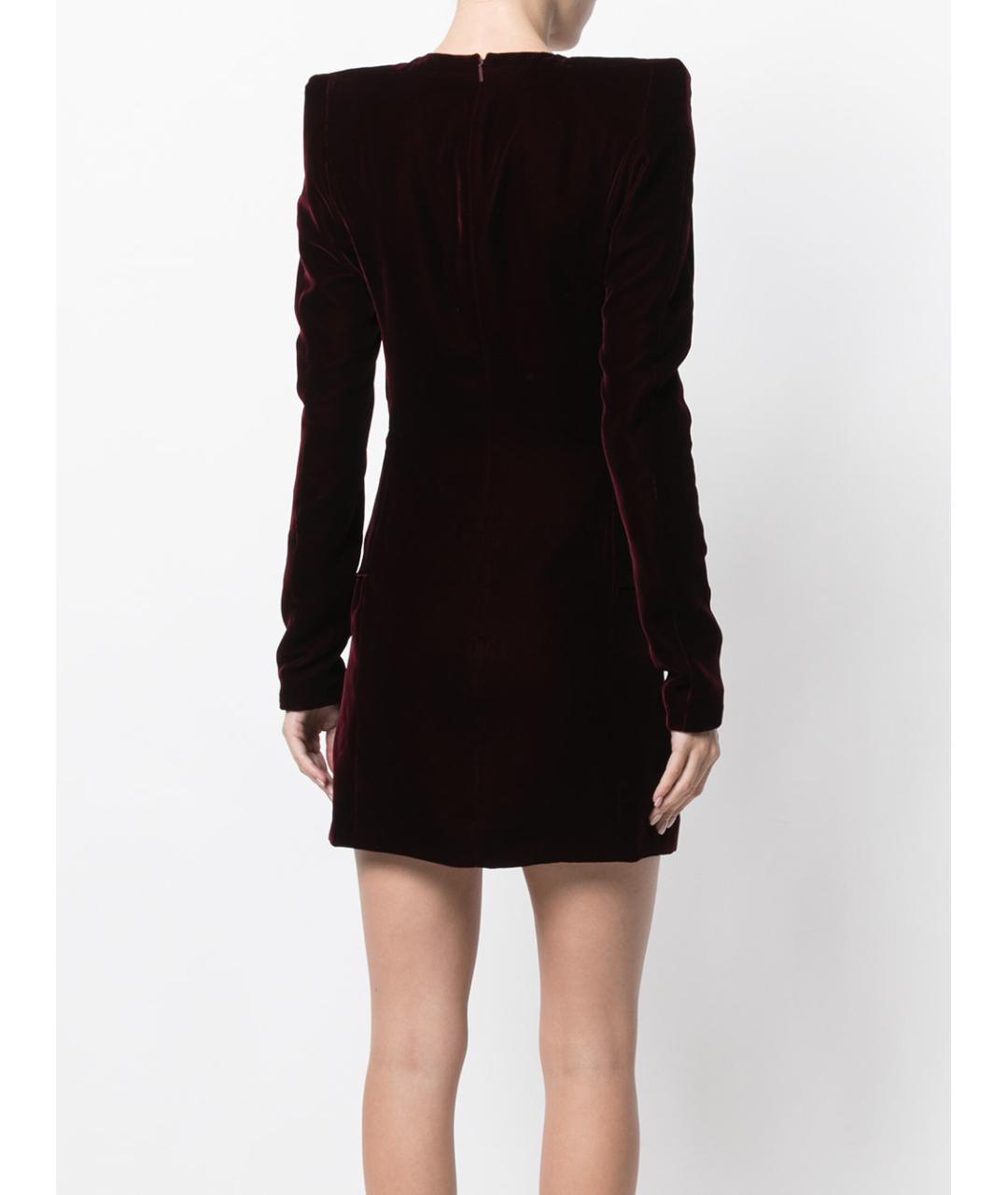 SAINT LAURENT Бордовое бархатное коктейльное платье, фото 3