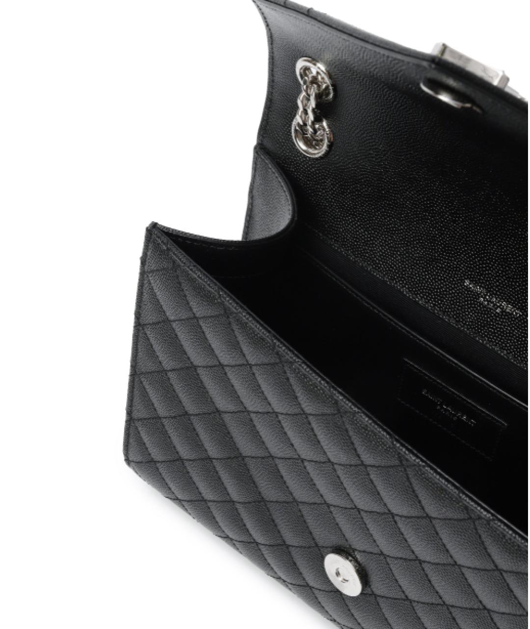 SAINT LAURENT Черная кожаная сумка через плечо, фото 2