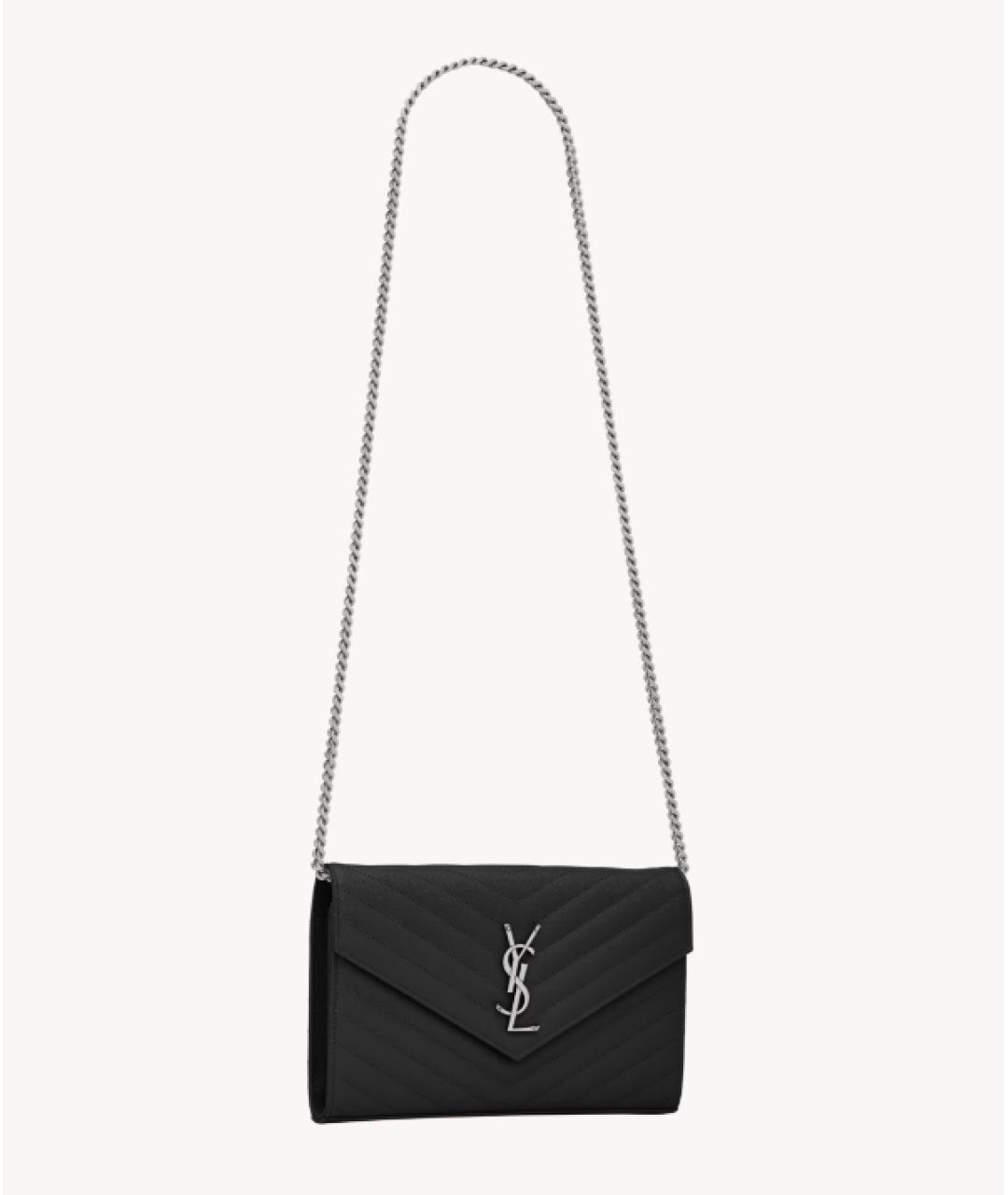 SAINT LAURENT Черная кожаная сумка через плечо, фото 2