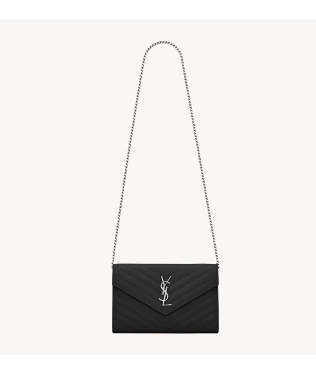 SAINT LAURENT Черная кожаная сумка через плечо, фото 4