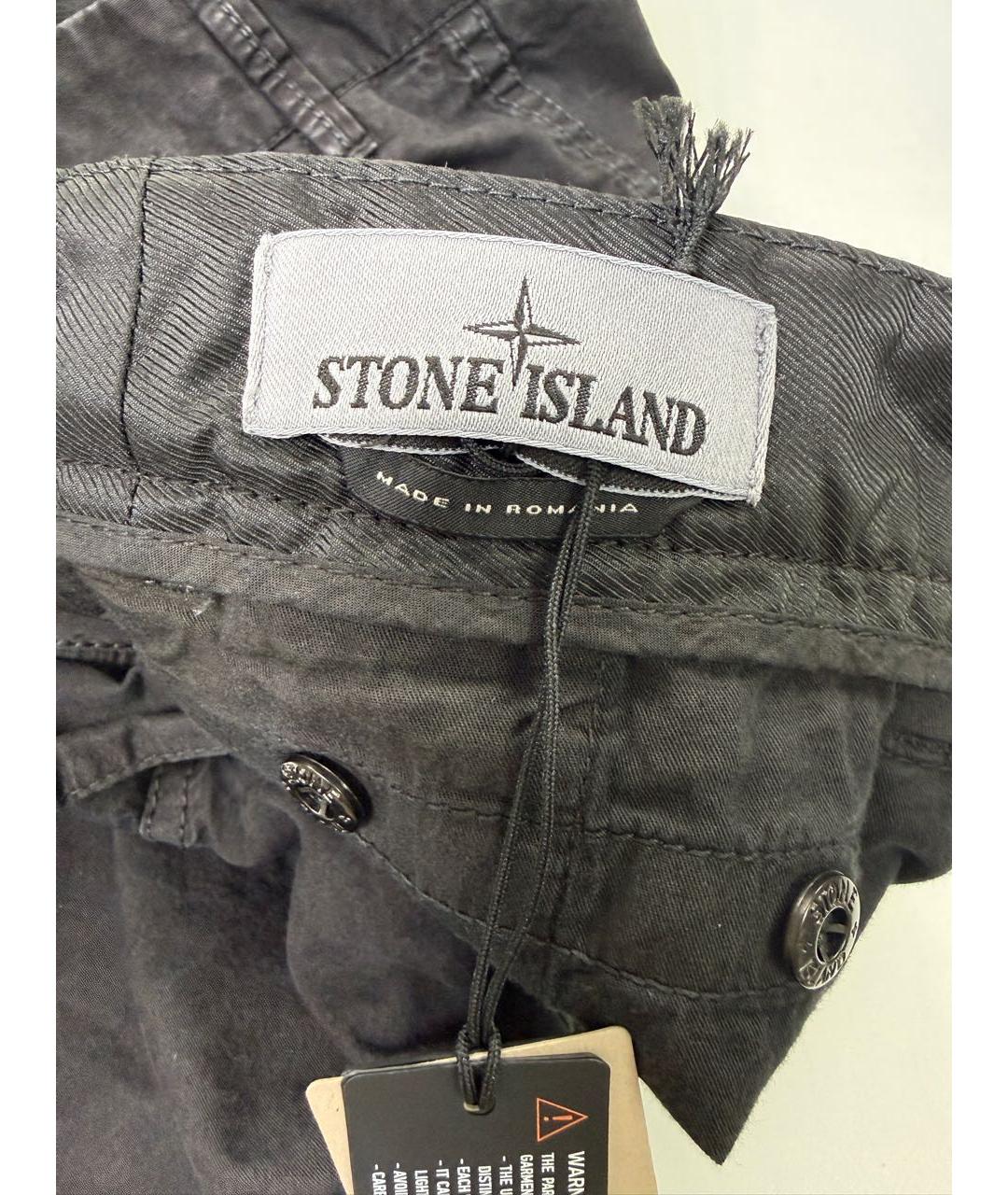 STONE ISLAND Черные хлопковые повседневные брюки, фото 3