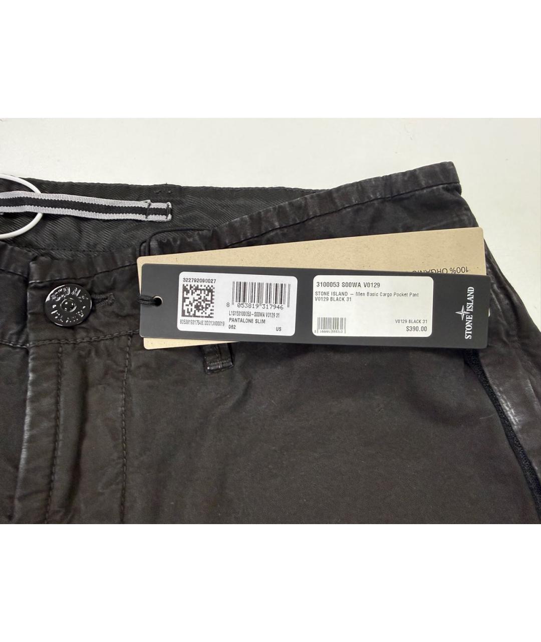 STONE ISLAND Черные хлопковые повседневные брюки, фото 8