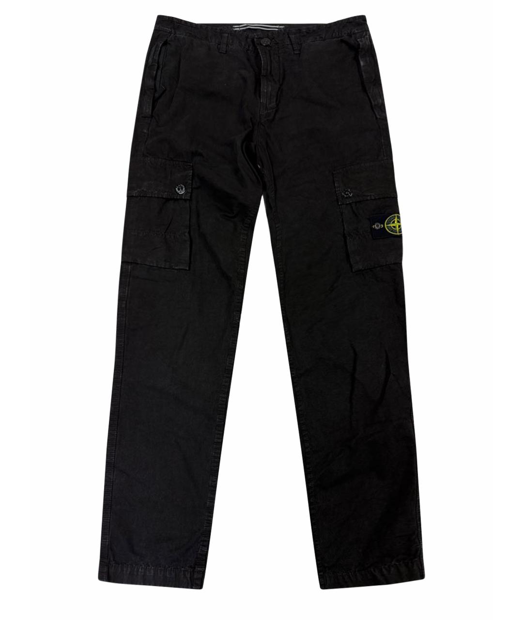 STONE ISLAND Черные хлопковые повседневные брюки, фото 1
