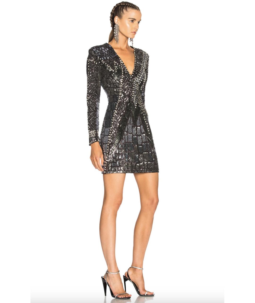 BALMAIN Серебряное полиамидовое вечернее платье, фото 6