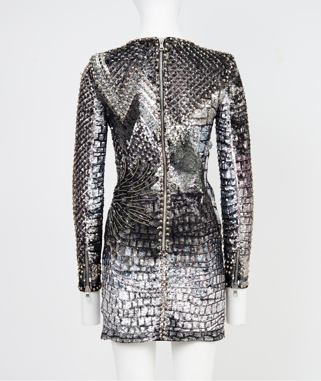 BALMAIN Серебряное полиамидовое вечернее платье, фото 2