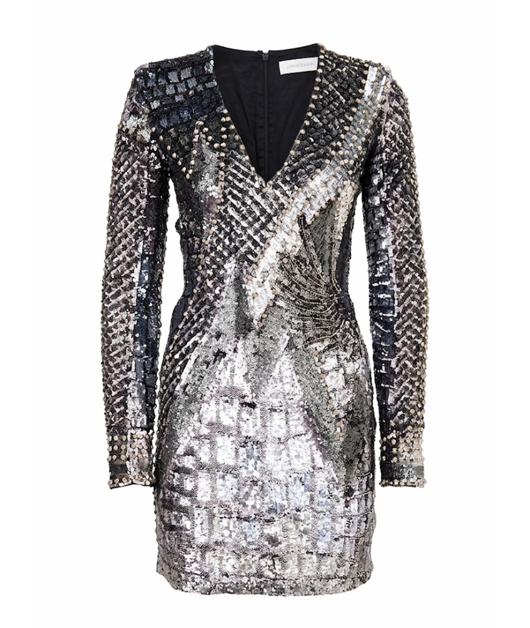 BALMAIN Серебряное полиамидовое вечернее платье, фото 1