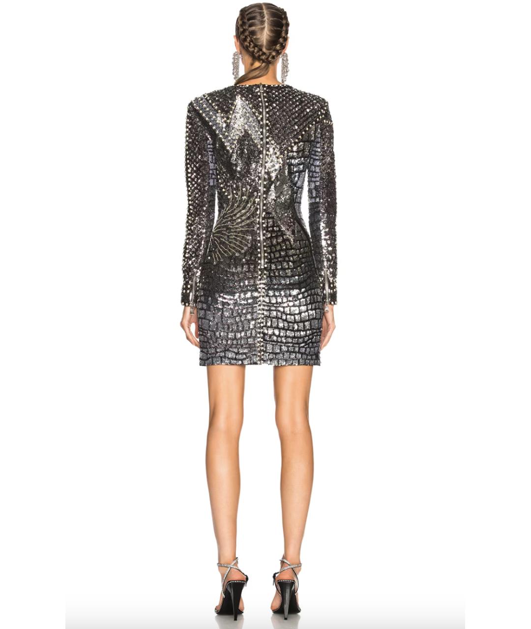 BALMAIN Серебряное полиамидовое вечернее платье, фото 7