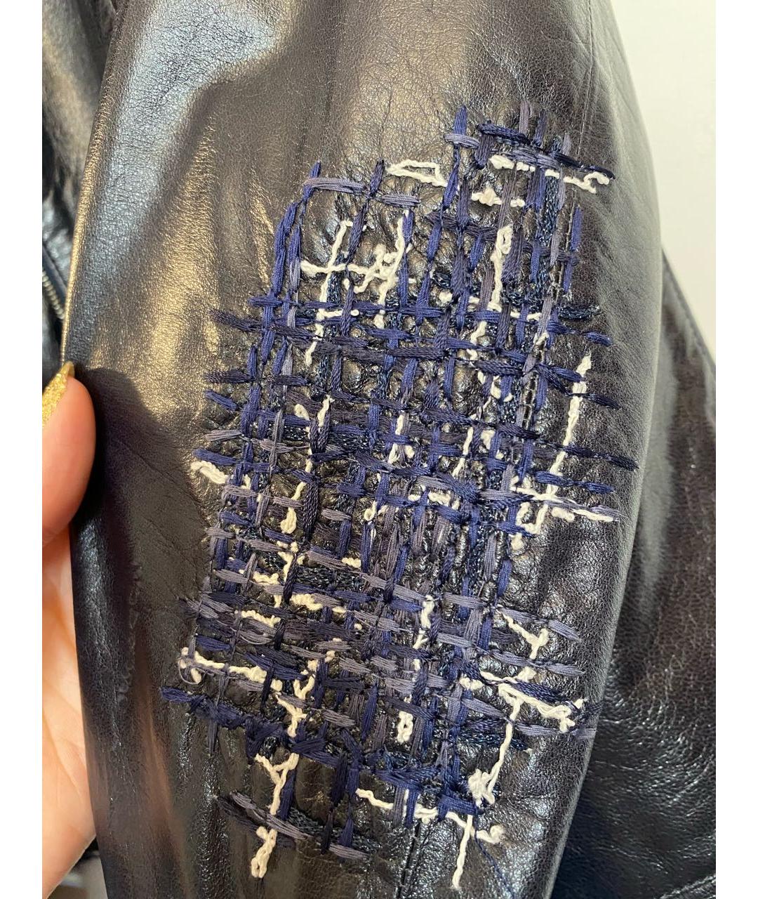 CHANEL PRE-OWNED Темно-синий кожаный жакет/пиджак, фото 7