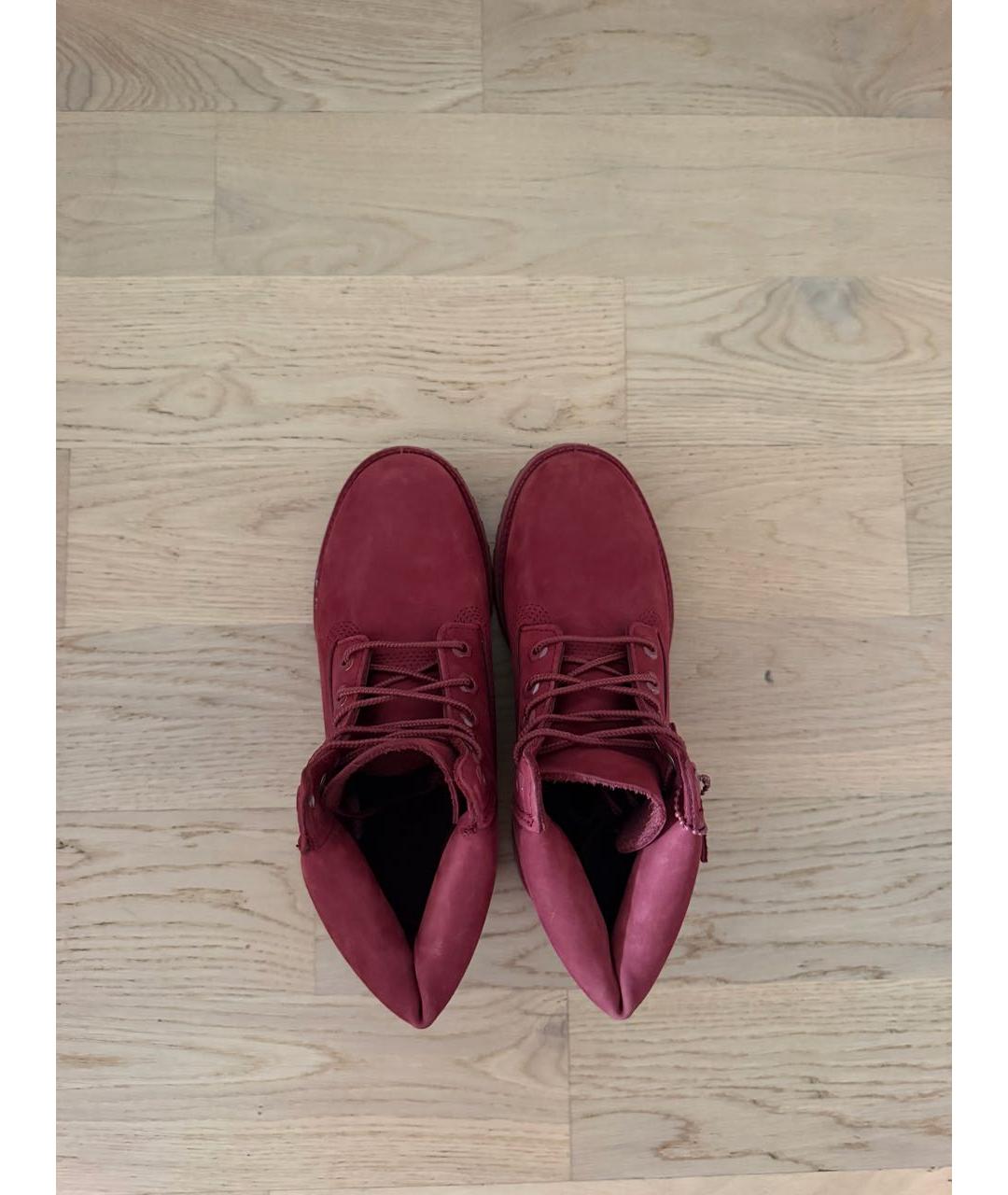TIMBERLAND Бордовые нубуковые ботинки, фото 3