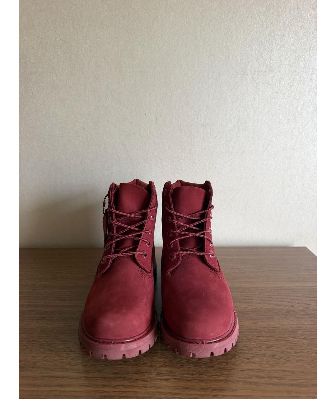 TIMBERLAND Бордовые нубуковые ботинки, фото 2