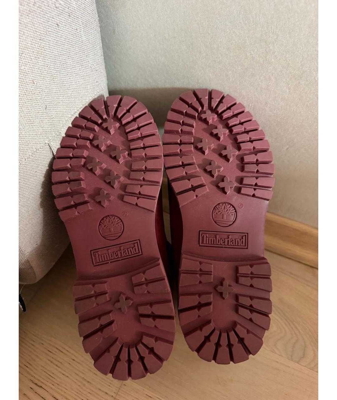 TIMBERLAND Бордовые нубуковые ботинки, фото 5