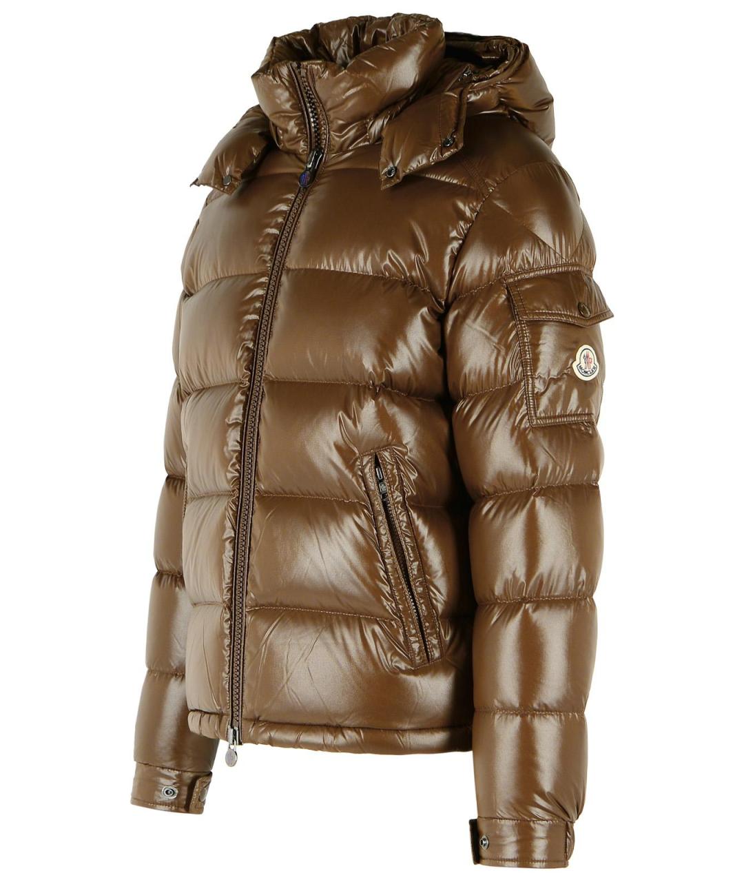 MONCLER Коричневый полиамидовый пуховик, фото 2