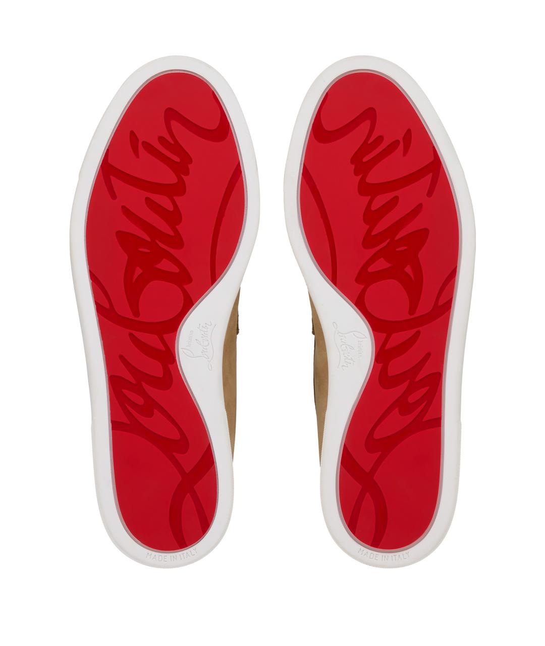 CHRISTIAN LOUBOUTIN Бежевые кожаные лоферы, фото 2
