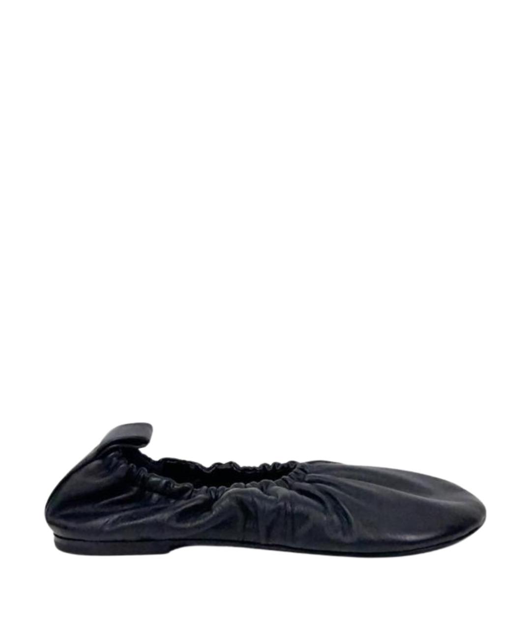 JIL SANDER Черные кожаные балетки, фото 1