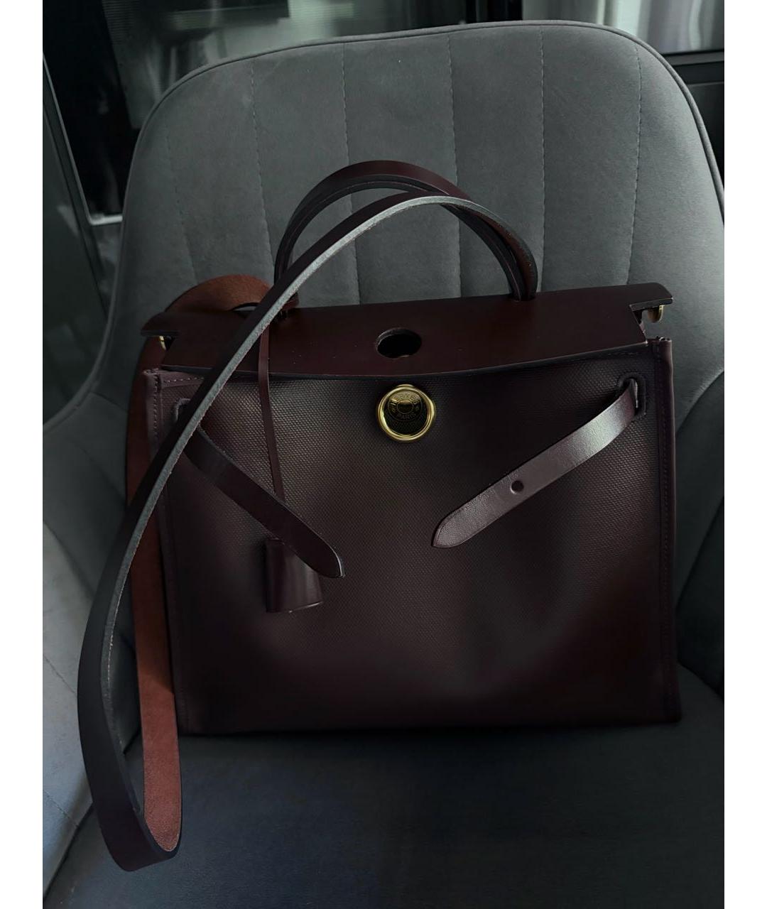 HERMES Бордовая кожаная сумка через плечо, фото 2