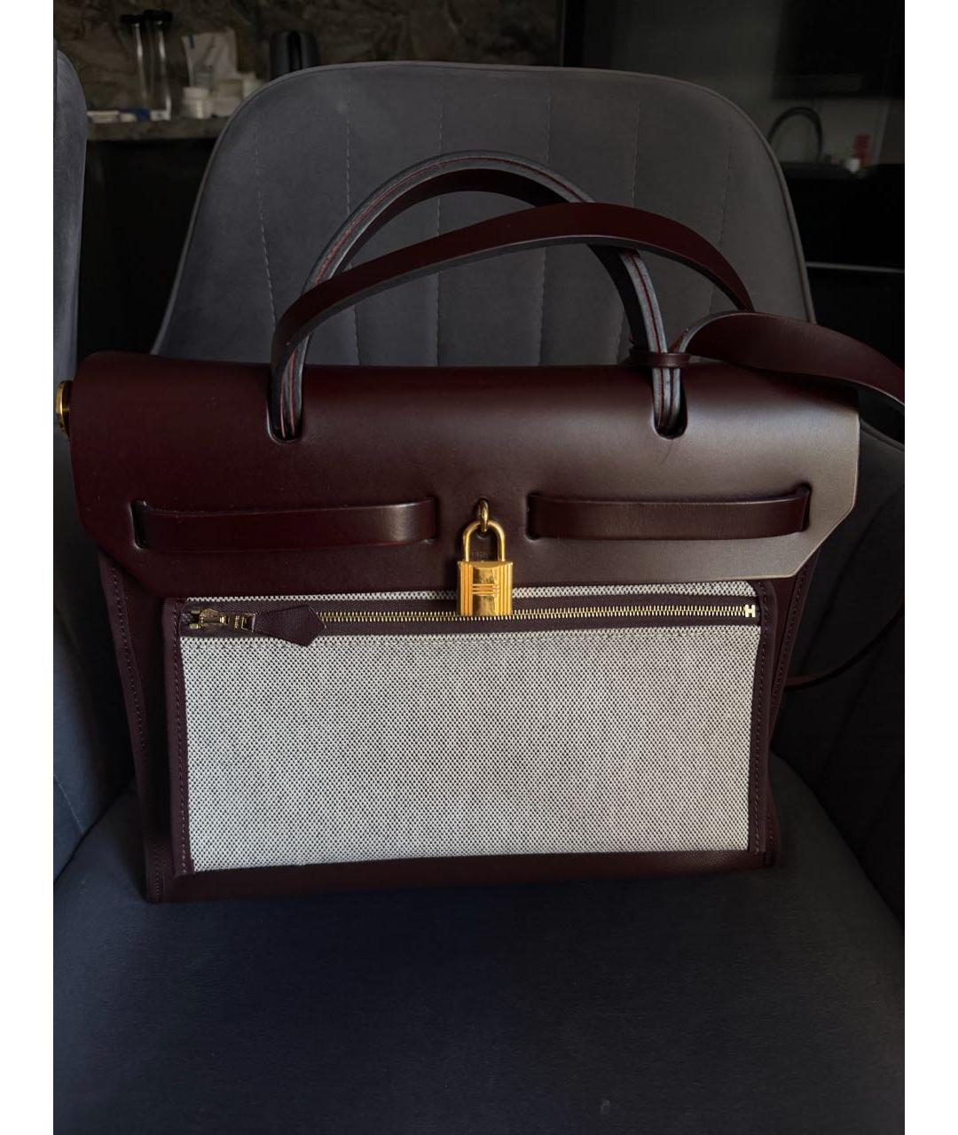 HERMES Бордовая кожаная сумка через плечо, фото 3