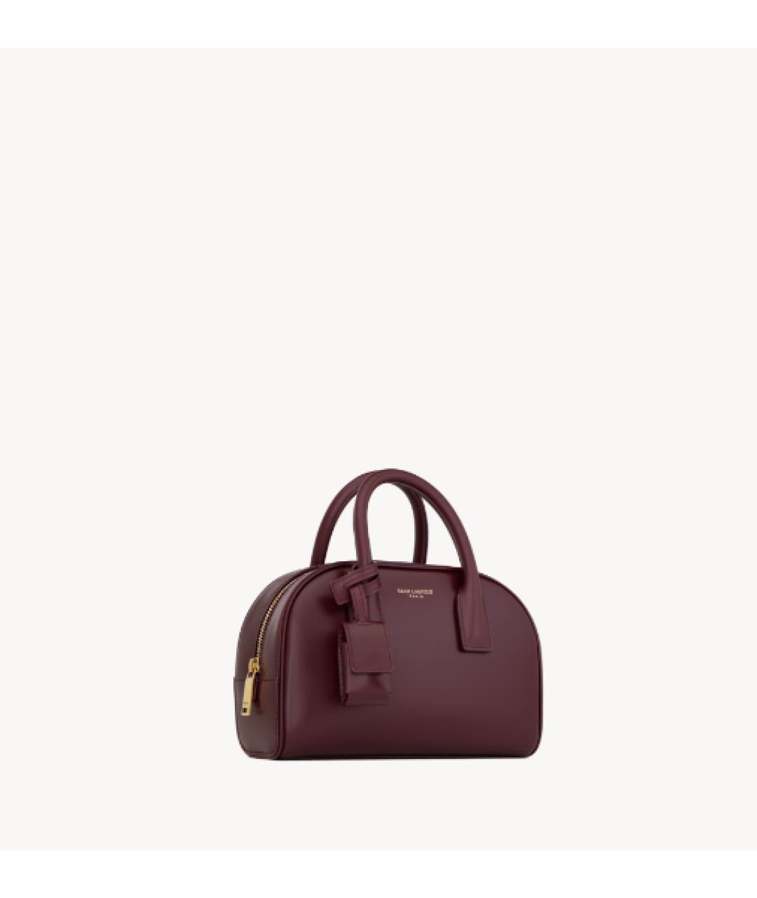 SAINT LAURENT Бордовая кожаная сумка с короткими ручками, фото 4