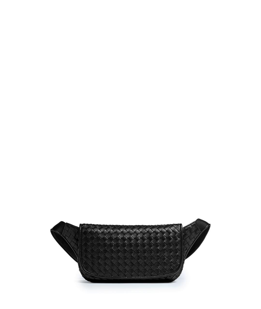 BOTTEGA VENETA Черная кожаная поясная сумка, фото 4