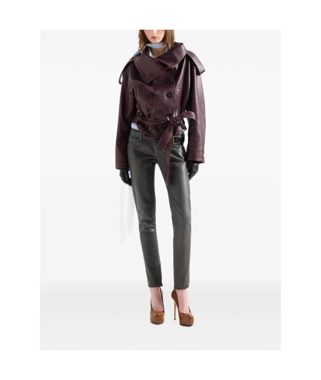 7 FOR ALL MANKIND Бордовая кожаная куртка, фото 2