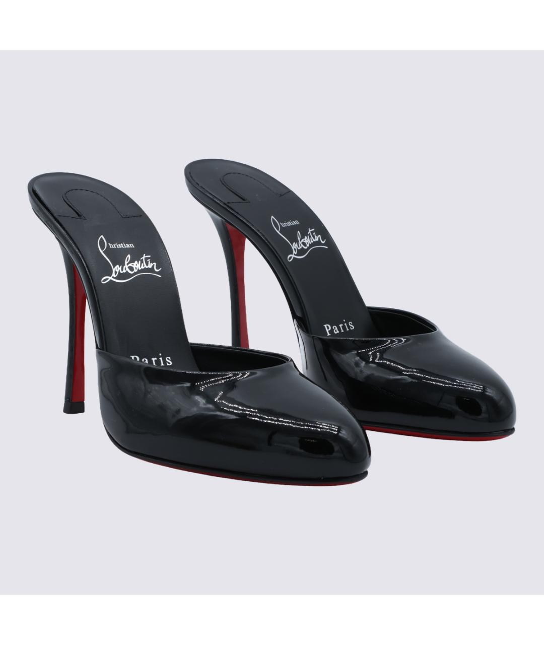 CHRISTIAN LOUBOUTIN Черные мюли из лакированной кожи, фото 2
