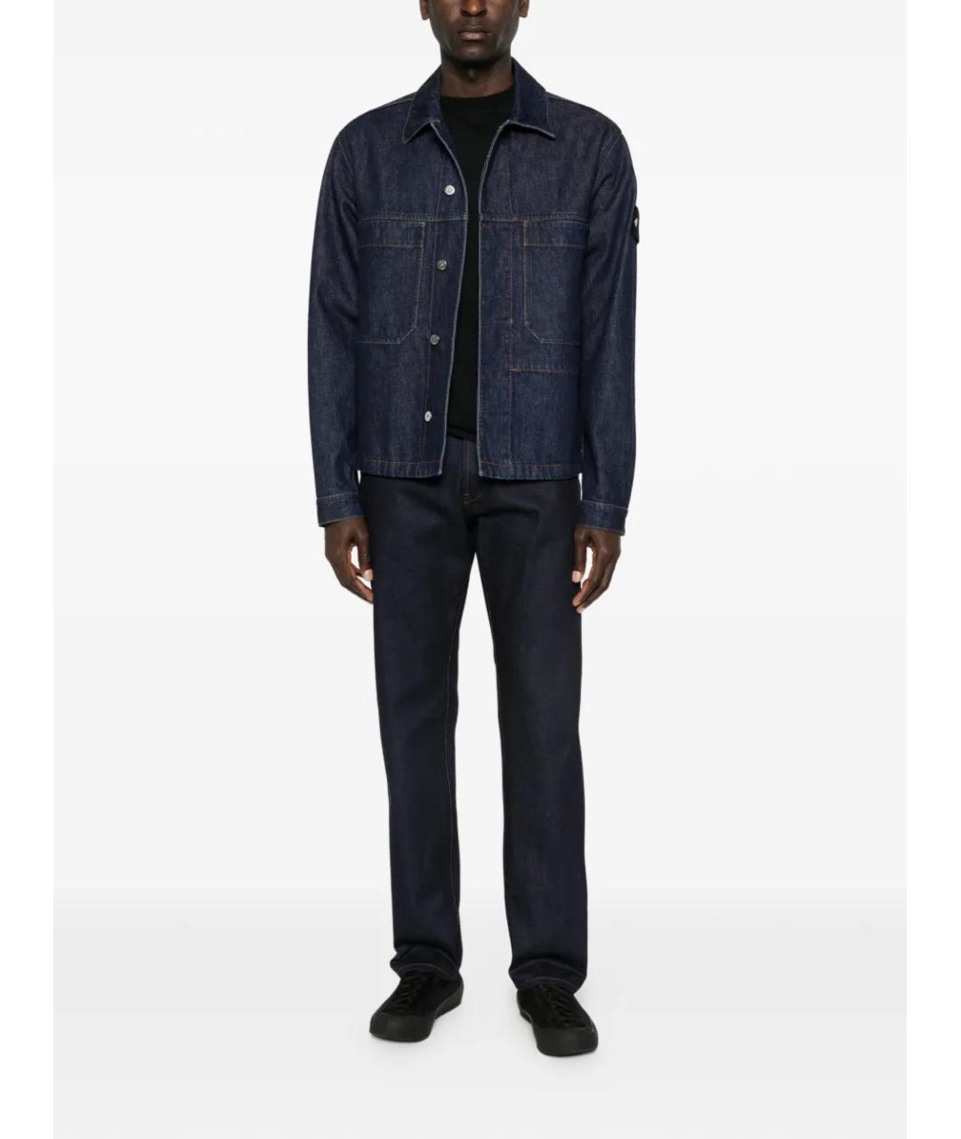 STONE ISLAND Темно-синяя хлопковая куртка, фото 2