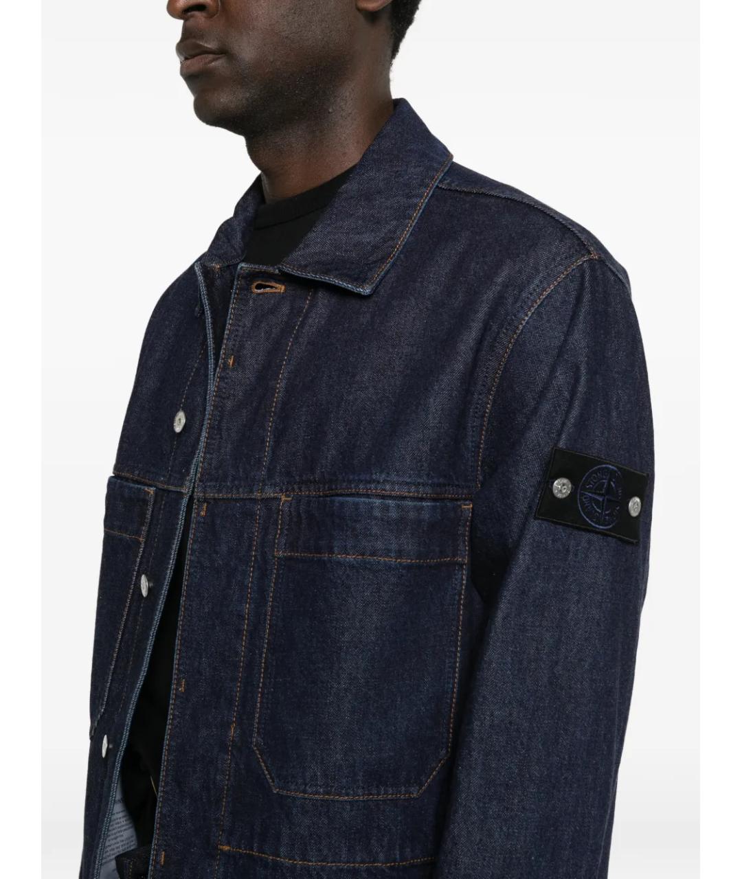 STONE ISLAND Темно-синяя хлопковая куртка, фото 5