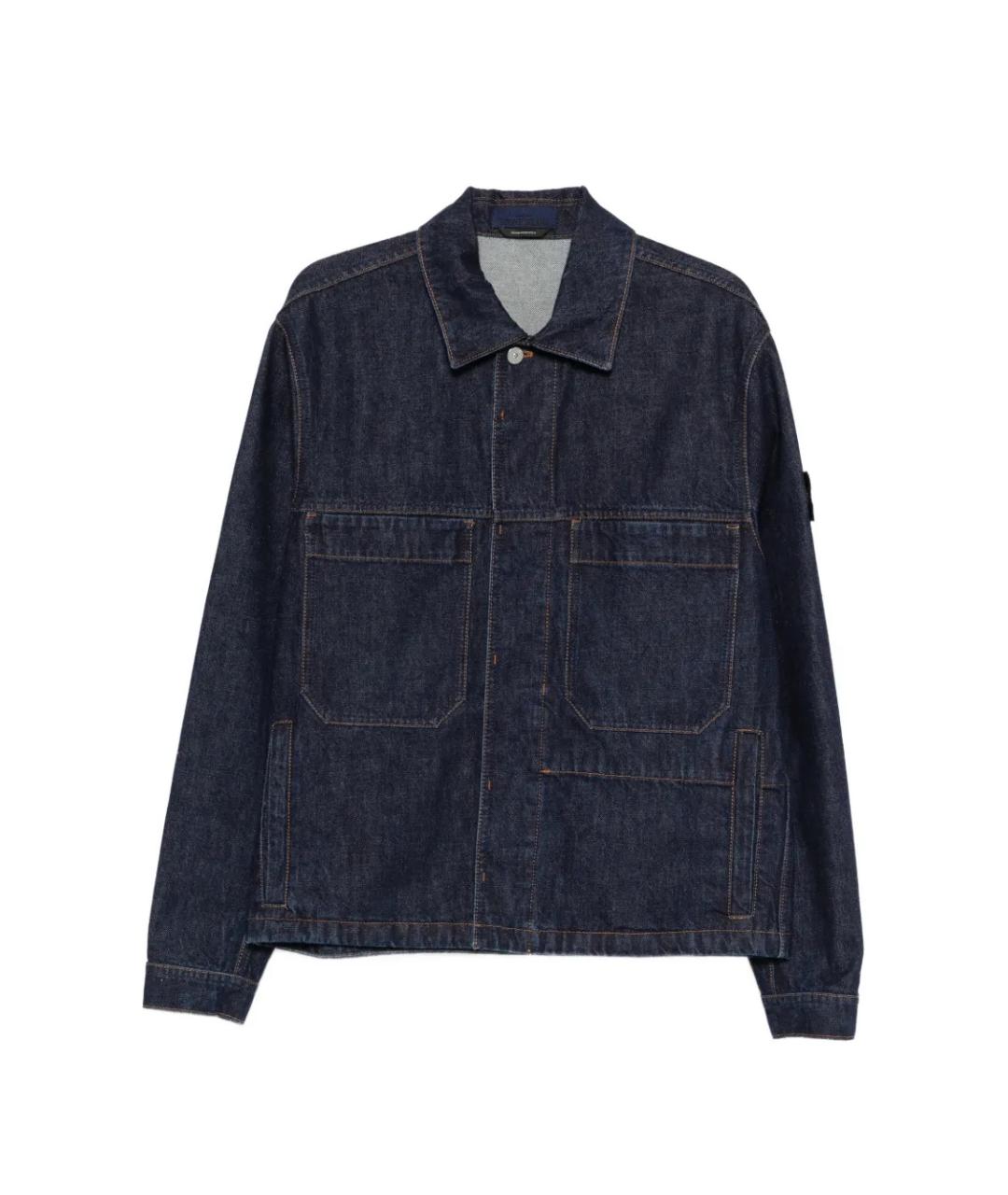 STONE ISLAND Темно-синяя хлопковая куртка, фото 1