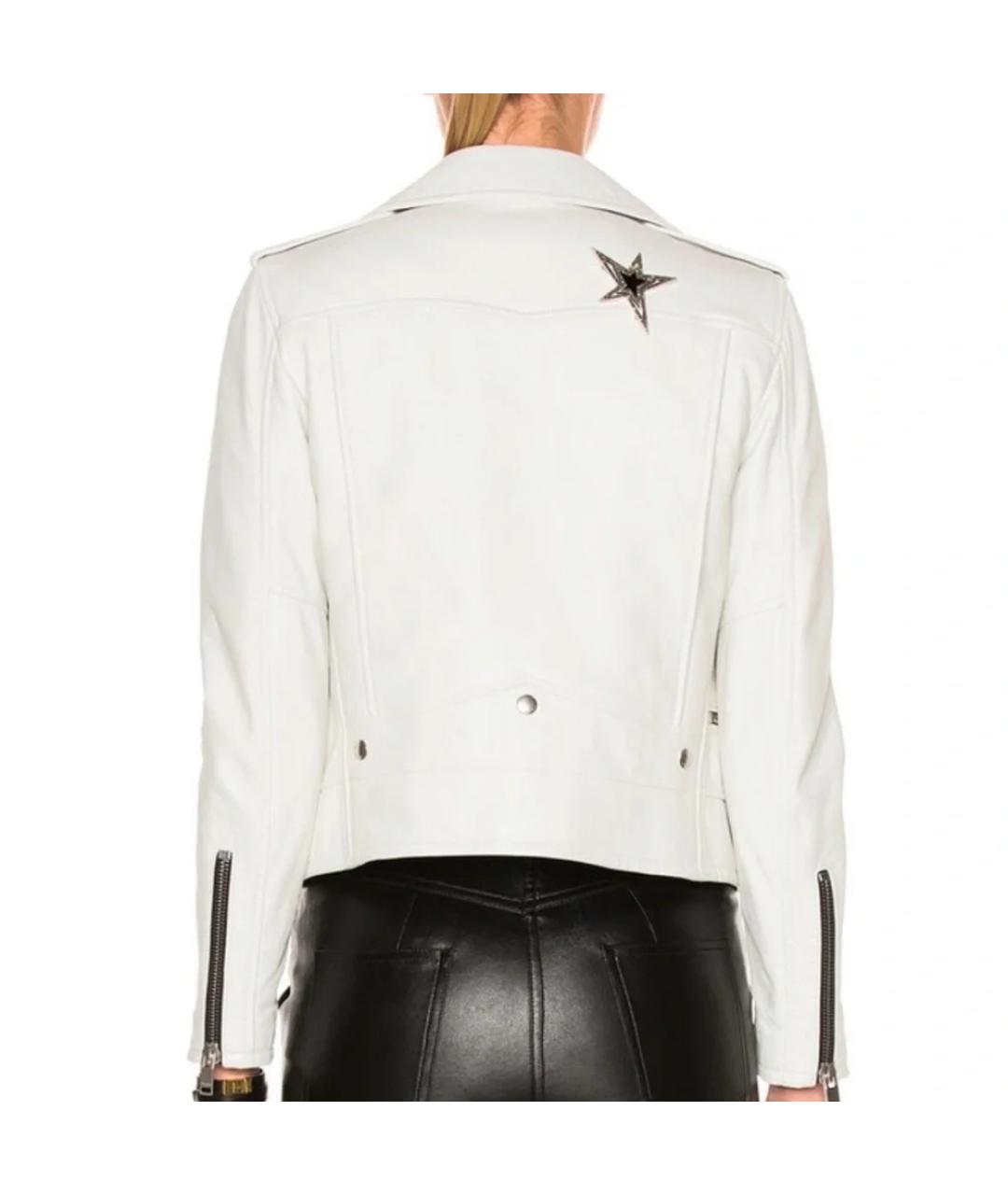 SAINT LAURENT Белая кожаная куртка, фото 3