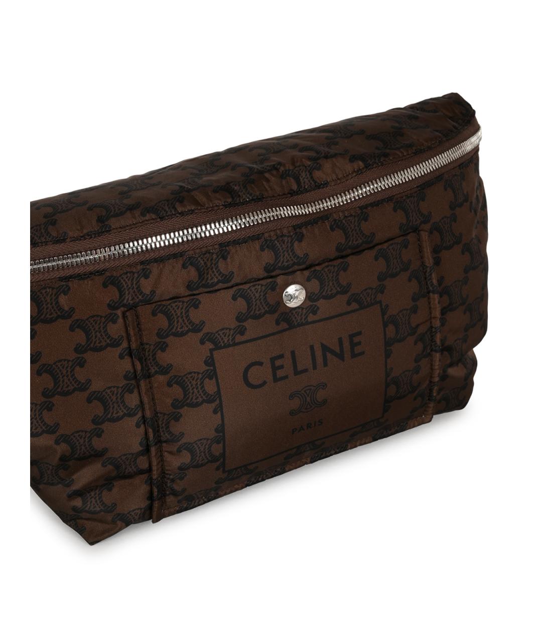 CELINE Коричневая синтетическая поясная сумка, фото 9